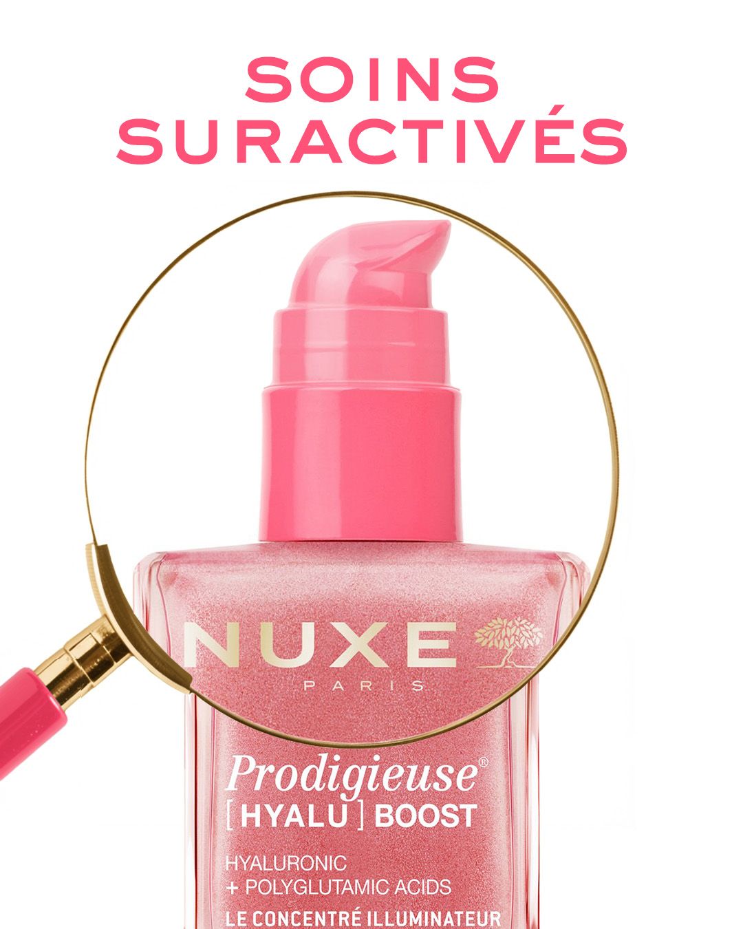 Flacon rose Nuxe Prodigieuse Hyalu Boost