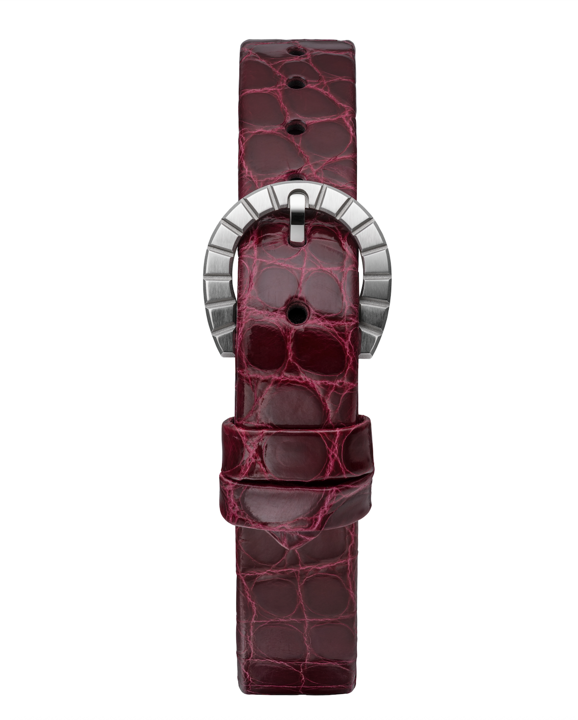 Bracelet de montre bordeaux effet crocodile avec boucle argentée