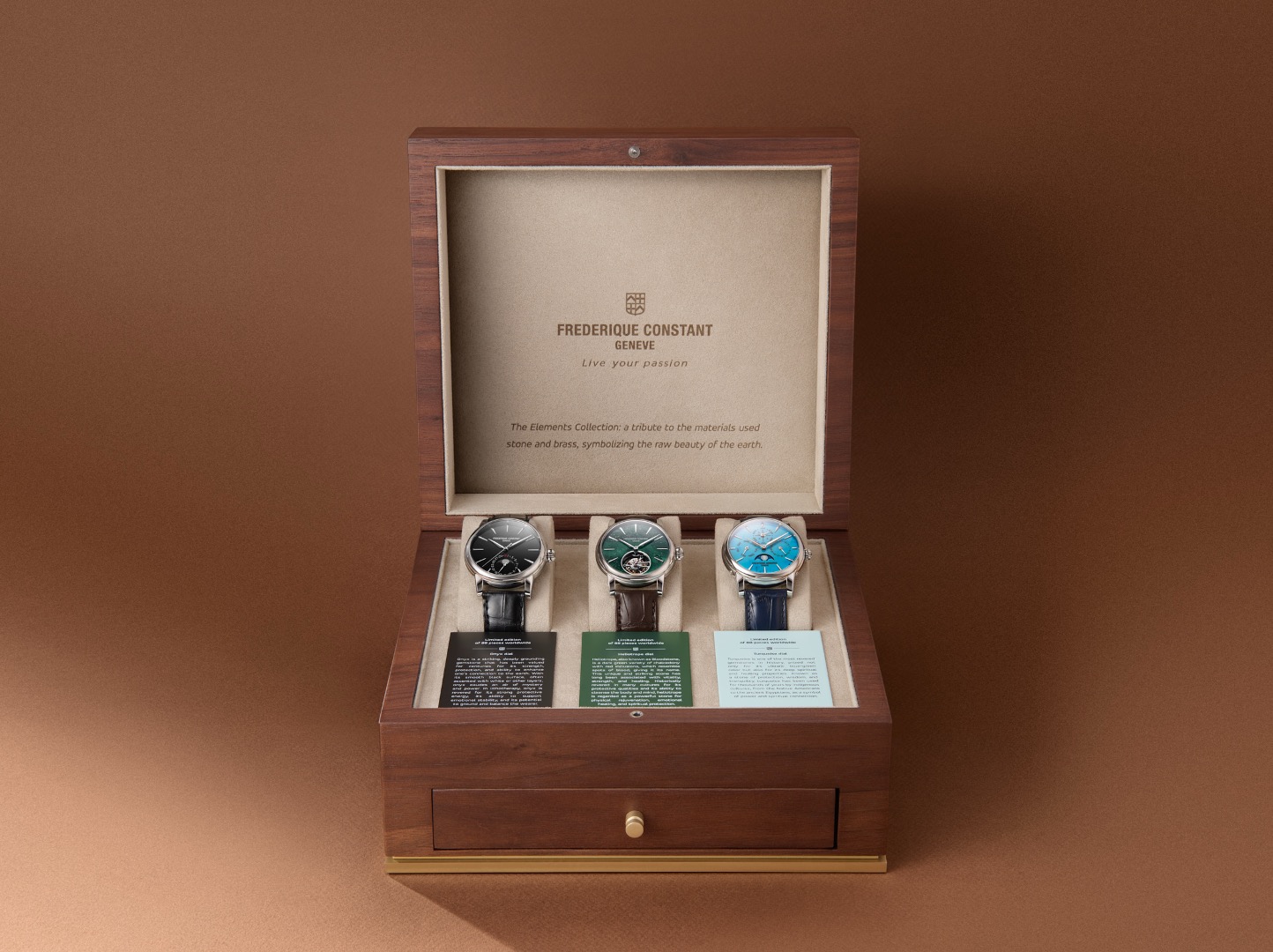 Coffret Frederique Constant avec trois montres élégantes