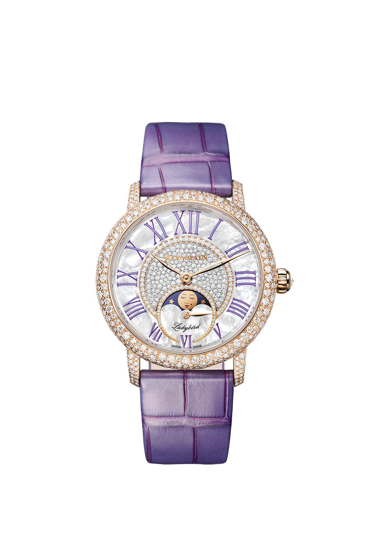 Montre Blancpain Ladybird diamants bracelet violet