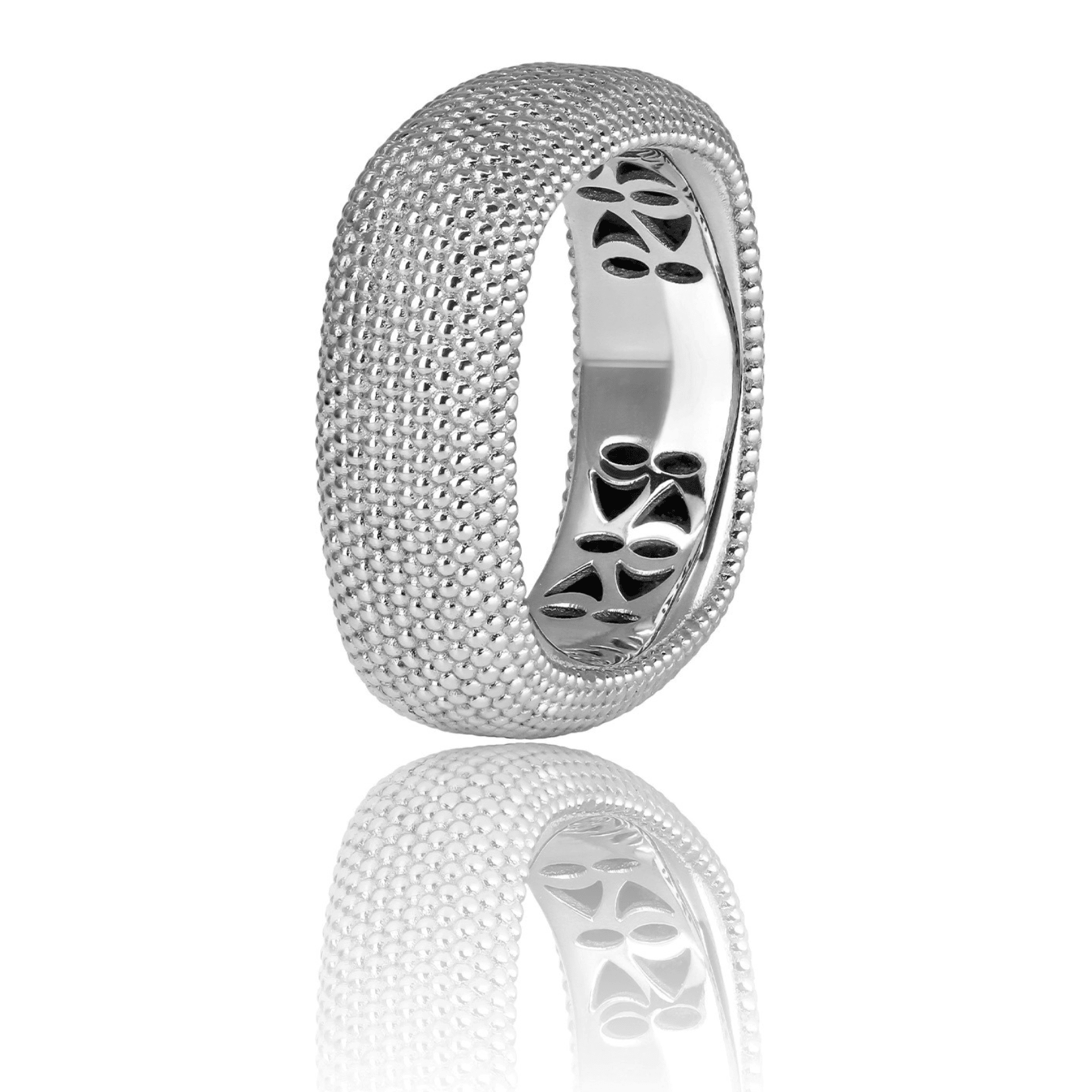 Bague argent texturée effet perlé