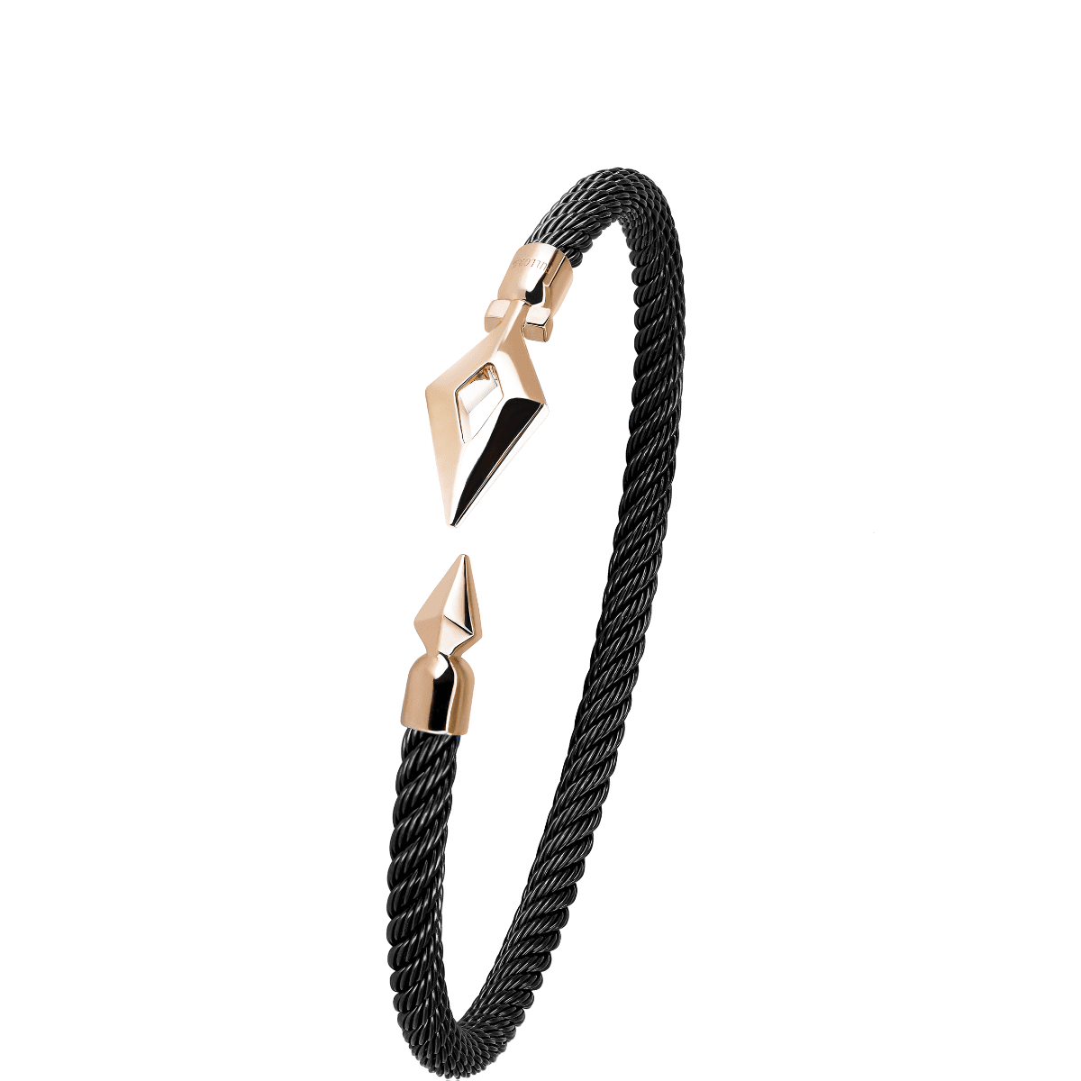 Bracelet câble noir avec fermoir doré