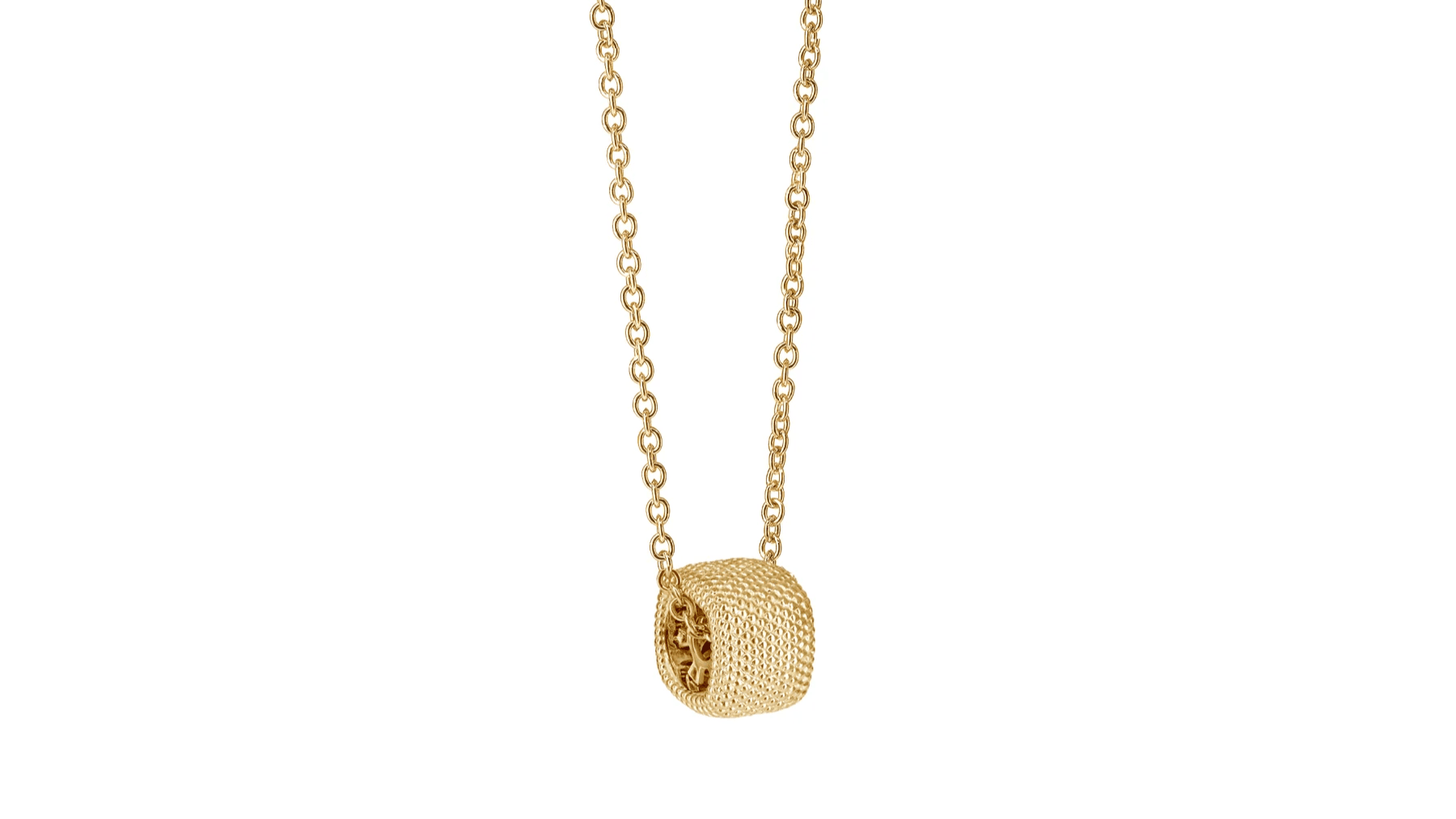 Collier en or avec pendentif cylindrique texturé