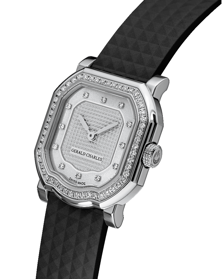 Montre Gerald Charles argentée sertie de diamants