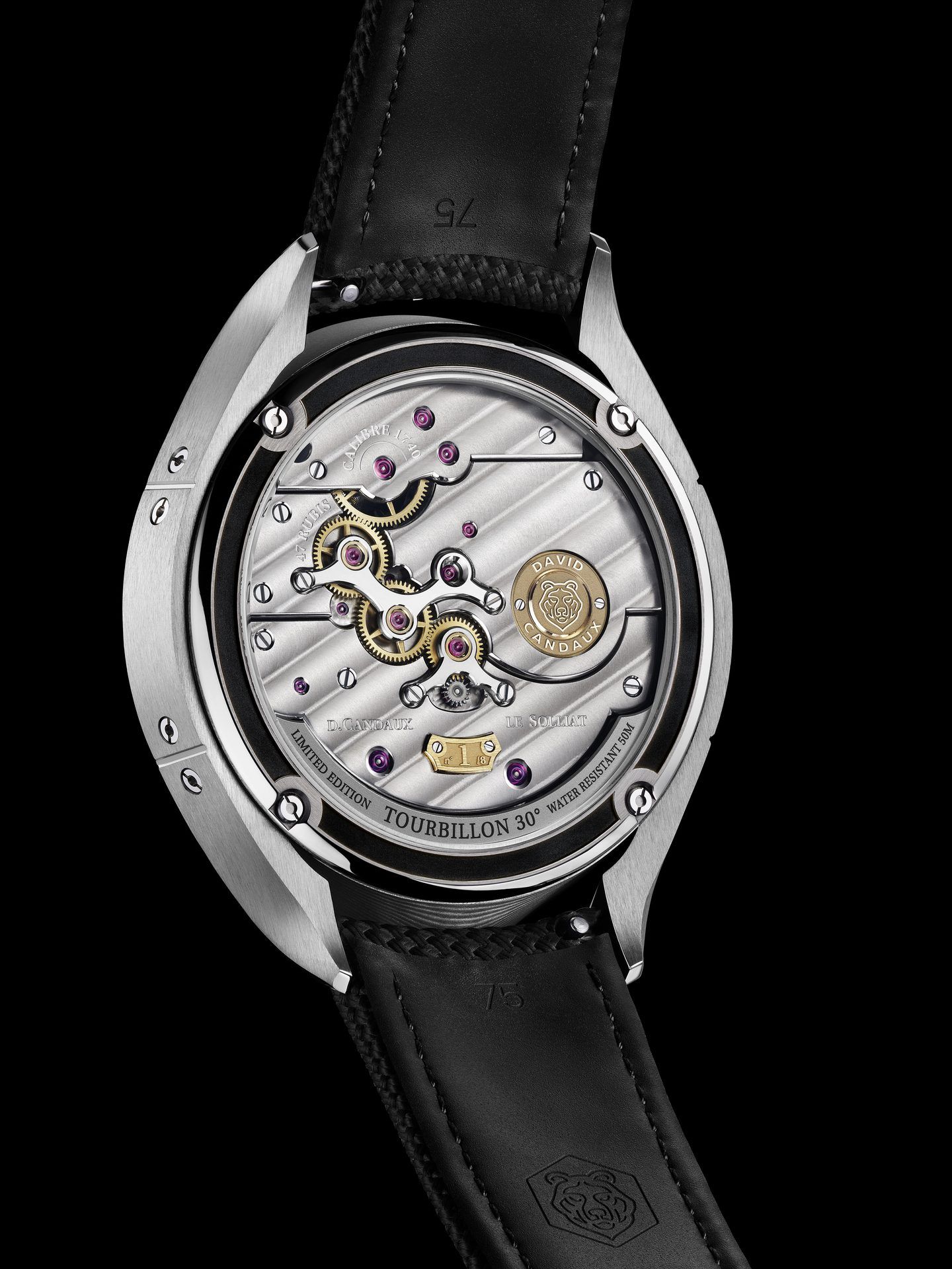 Mouvement mécanique de montre Davosa avec bracelet noir
