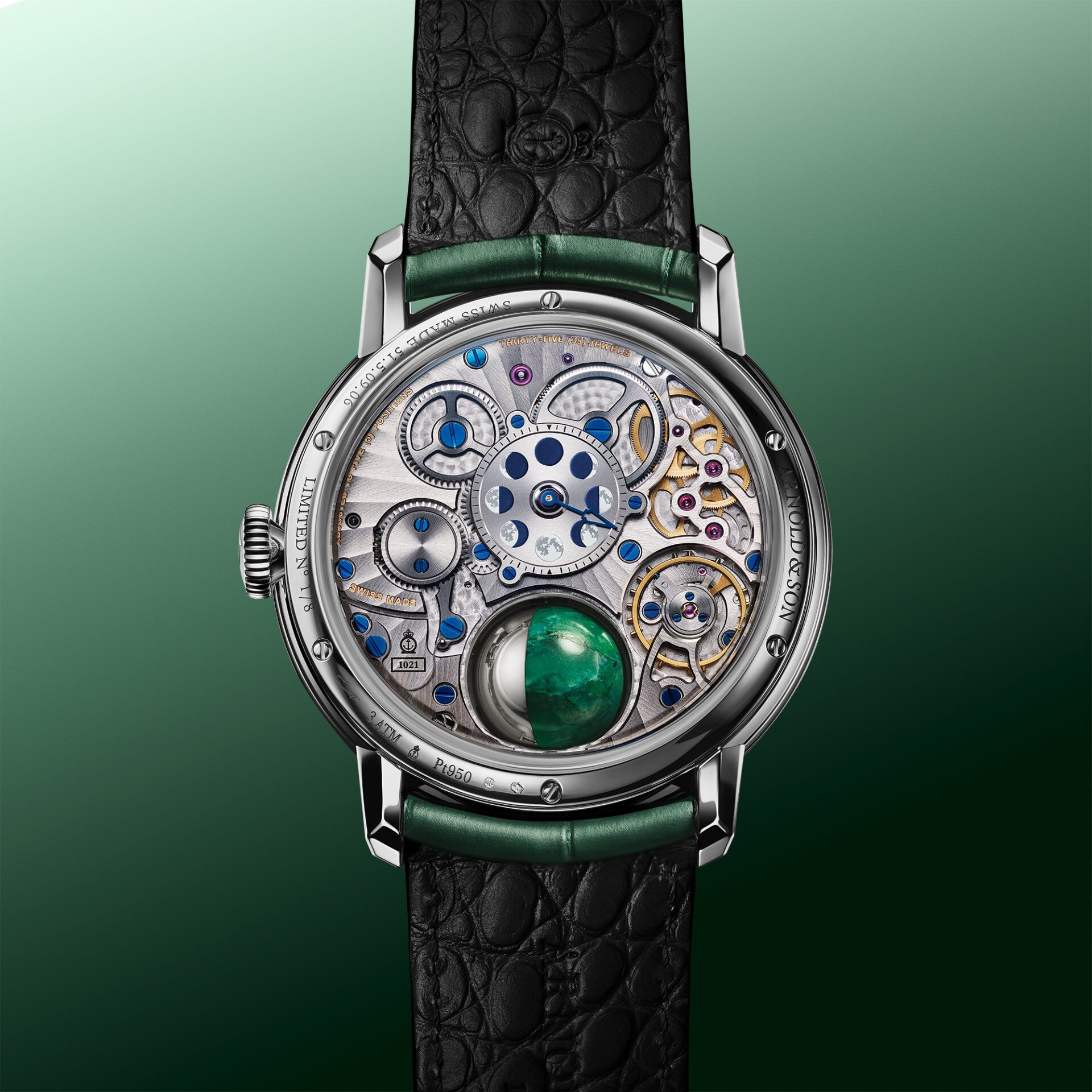 Montre mécanique de luxe au dos transparent