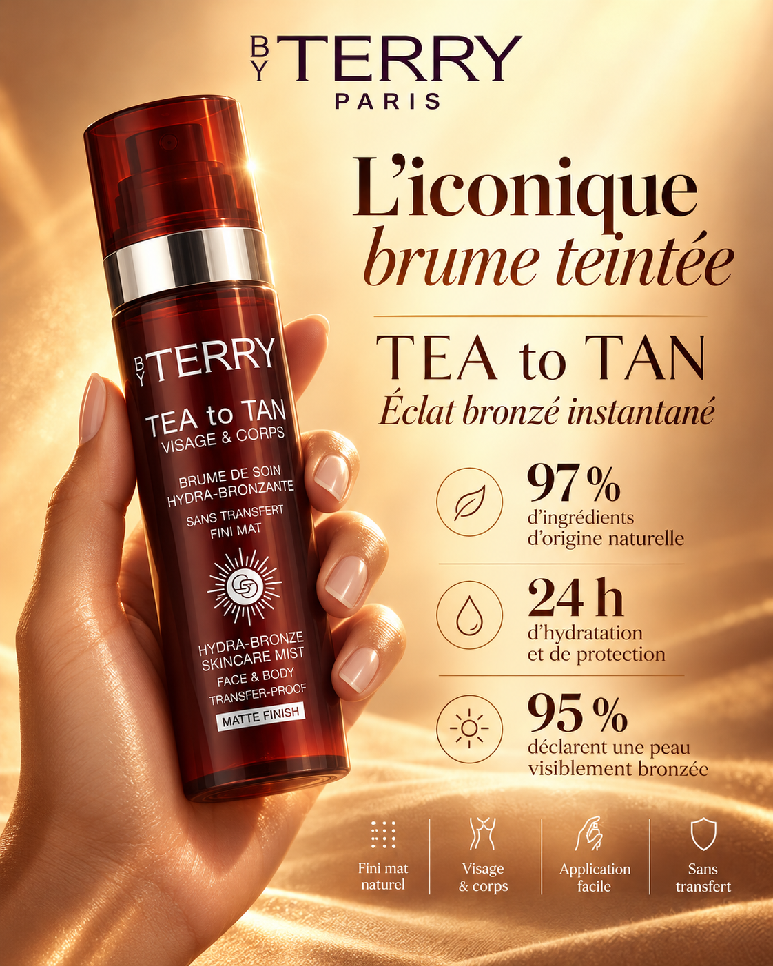 Main tenant une brume bronzante By Terry Tea to Tan