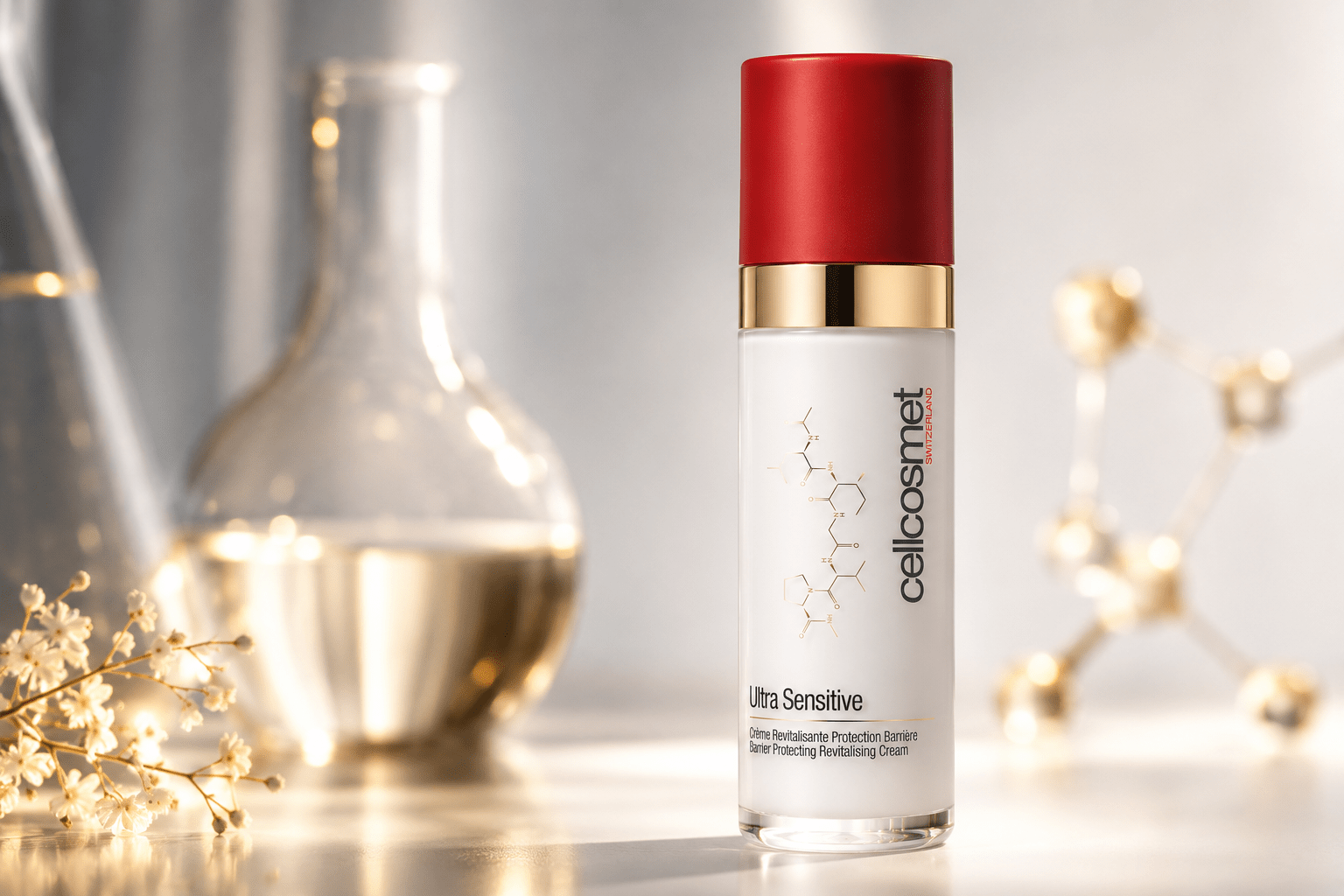 Flacon cosmétique Cellcosmet Ultra Sensitive élégant