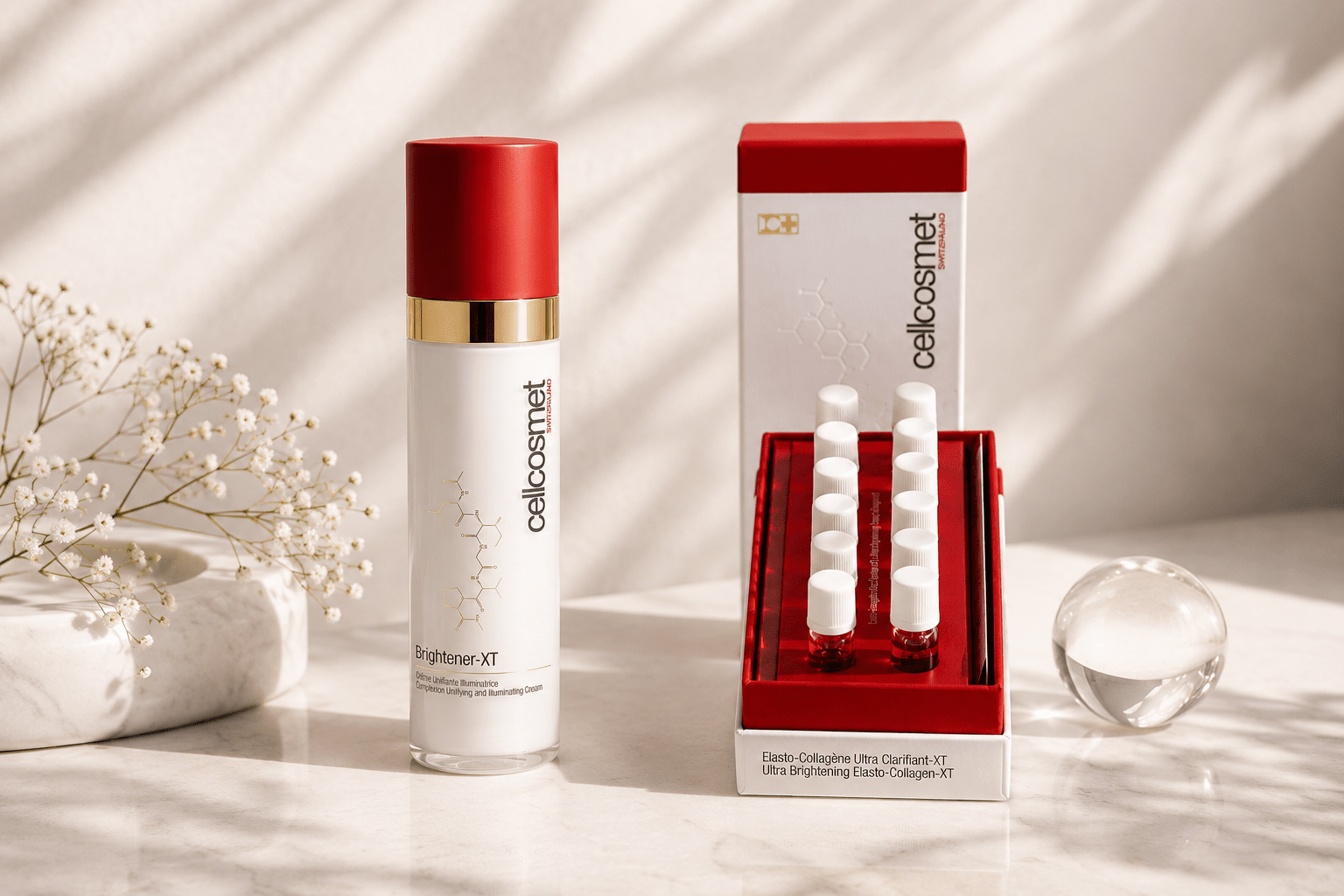 Produits cosmétiques Cellicosmet Brightener-XT et ampoules éclaircissantes