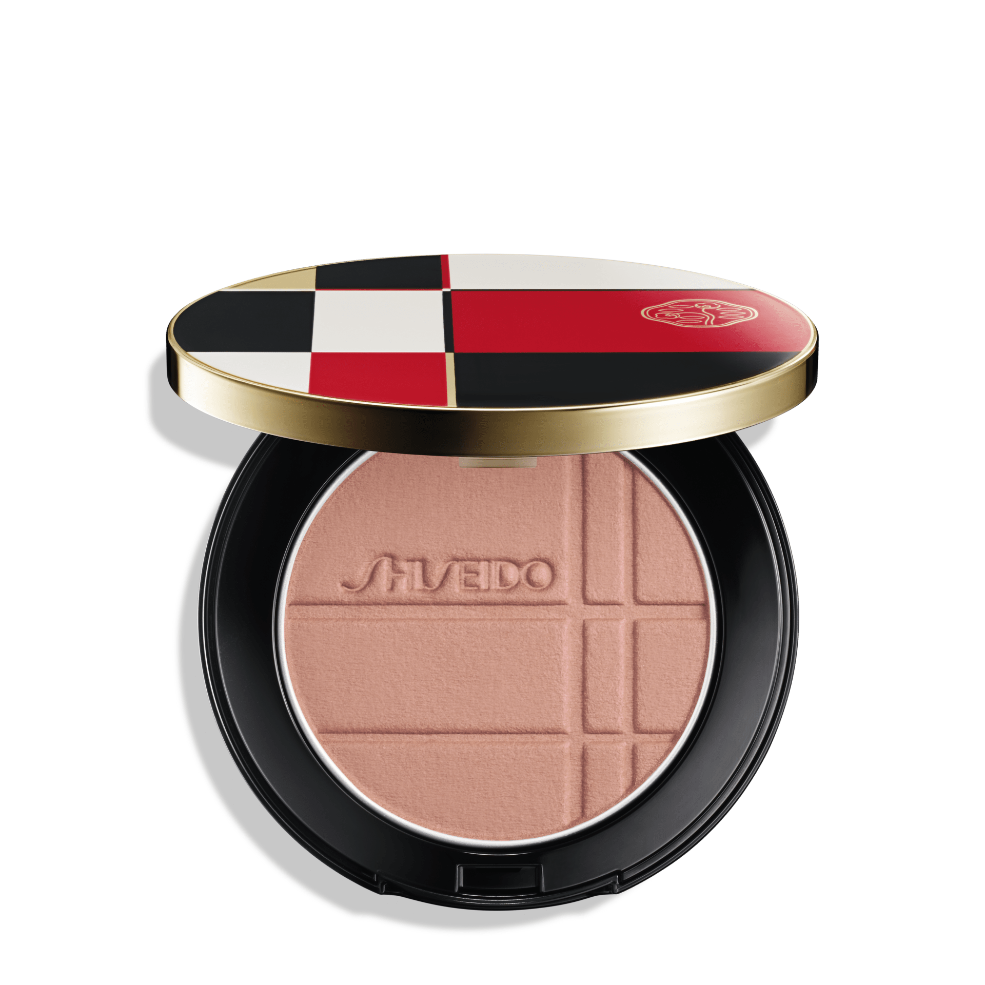 Poudre compacte Shiseido au boîtier multicolore élégant