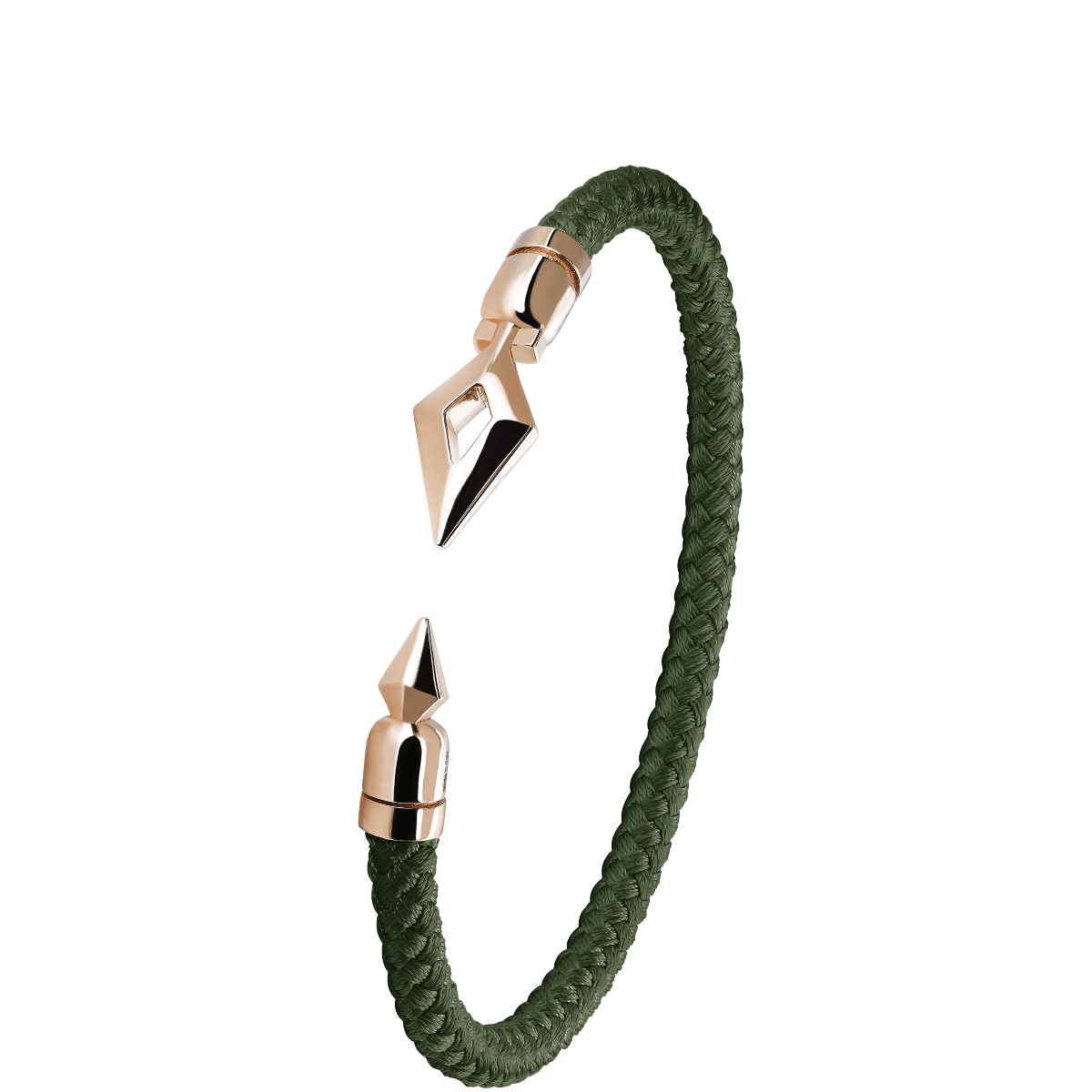 Bracelet tressé vert avec fermoir doré géométrique