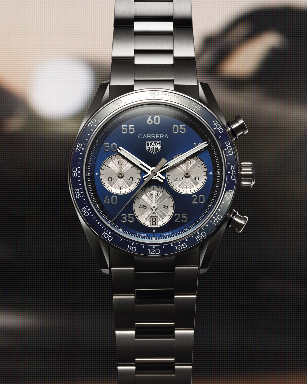 Montre chronographe TAG Heuer Carrera bleue en acier